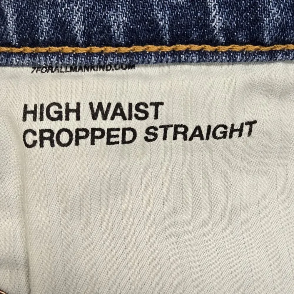7 For All Mankind Jeans Womens 29 High Waist Cropped Straight Medium Wash Casual